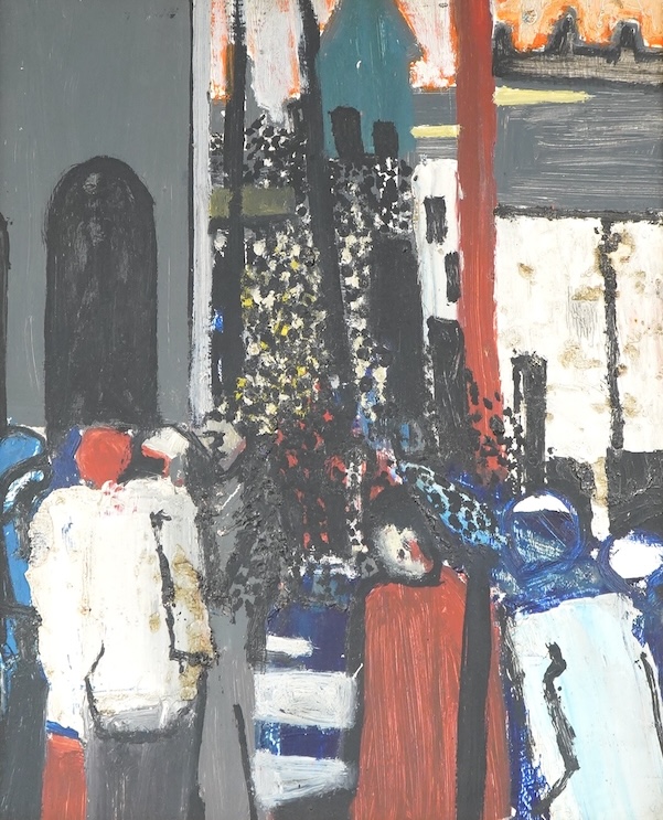 Mid Century school, 'The tumble, Garndiffaith’, label verso, oil on board, 32 x 26cm